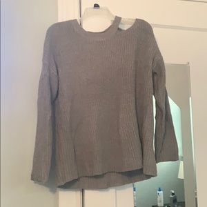 Gray Sweater with Right Shoulder Cutout